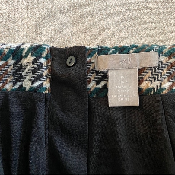 H&M Teal And Neutral Houndstooth Wool Blend Mini Skirt - Picture 5 of 6